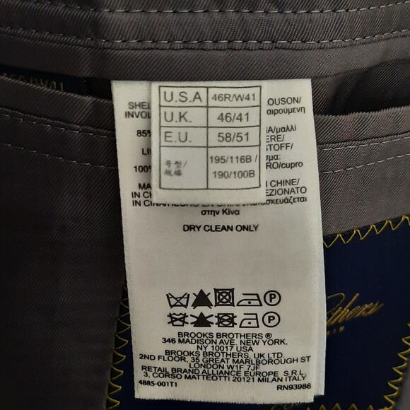 Brooks Brothers Madison 46R Blazer Grey Wool Blend BrooksCool Full Canvas - Picture 7 of 9